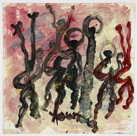 Purvis Young Abstract Painting on Found Material