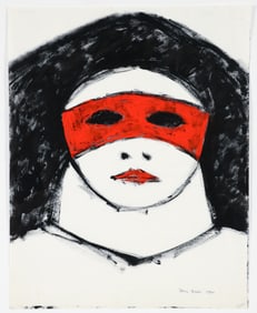 Paul Binai Portrait in Black and Red Work on Paper