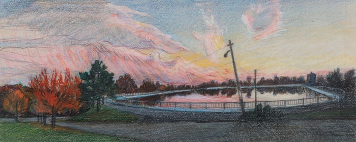 James Nelson Highland Park Reservoir 2008 Color Pencil on Paper