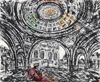 Bob Qualters Penn Station Rotunda Hand Colored Litho Signed