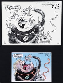 Rob Rogers Original Ink Drawing for Trump Political Cartoon 2024