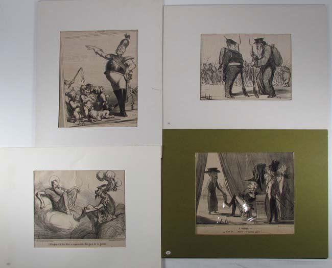 4 Honore Daumier lithographs with Military Subjects: Artist: Daumier, Honore (French 1808-1879) Title: Satires with Military and Generals Date: 1830's Medium: lithographs Dimensions: 8 x 10 inches Signature: signed in the plate Proven
