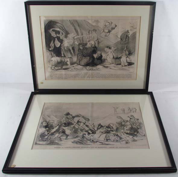 2 Honore Daumier double page lithographs framed: Artist: Daumier, Honore (French 1808-1879) Title: "Grande Et Terrible Croisade" & "La Tentation Du Nouveau St. Antoine" Medium: lithographs Dimensions: 10.25 x 17 inches Edition: as published for the