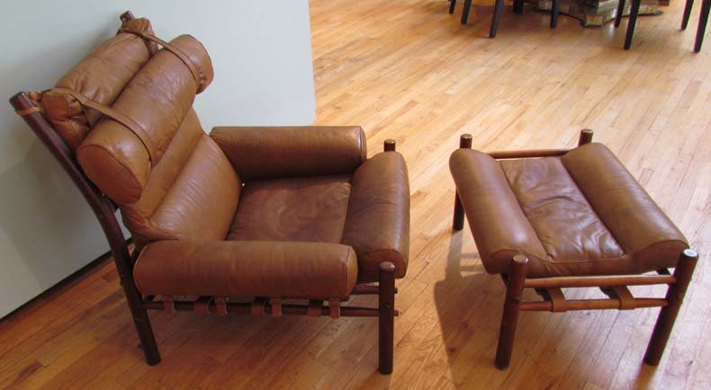 Arne Norell Inca Lounge Chair natural leather: Artist: Norell, Arne (Danish) Title: Inca Lounge Chair and Ottoman Date: c. 1965 Medium: Leather, rosewood and teak Dimensions: 36 x 31.5 x 34 inches chair 16 x 30 x 22 inches ottoman Provenan