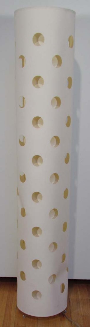 Contemporary Polka Dot Die-cut Paper lamp: Contemporary Polka Dot Die-cut Columnar Paper lamp die cut linen paper 56.25 x 10.5 x 10.5 inches The Estate of Margaret Raphael