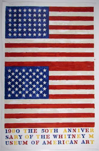 Jasper Johns Whitney 50th Anniversary Lithograph: Artist: Johns, Jasper (American Title: 50th Anniversary of the Whitney Date: 1980 Medium: lithograph printed in colors Dimensions: 46 x 30 inches Edition: edition 5000 Description: