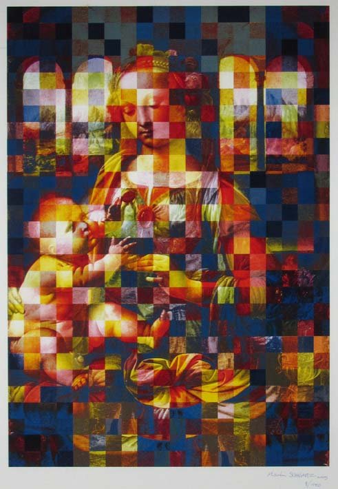 Martin Schwarz & Tony Bechara Prints: Artist: Schwarz, Martin (German, b. 1945); Bechara, Tony (Puerto Rican-American, b. 1942) Title: Geometric Madonna and Child; Comb 21 Date: 2005 Medium: offset lithograph; serigraph Dimensions: 20 x