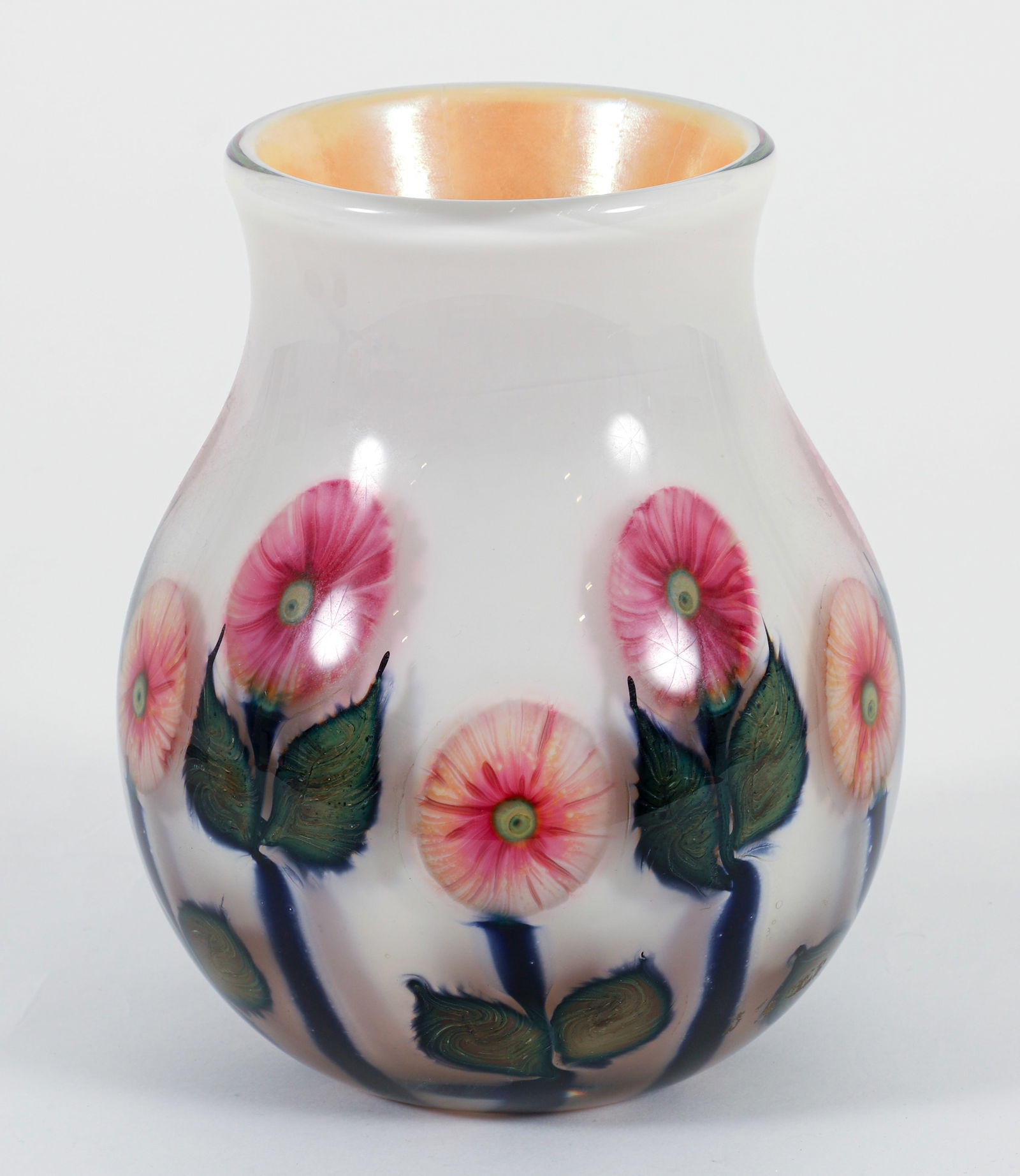 Daniel Lotton Art Glass Floral Motif Vase 2000 (1 of 4)