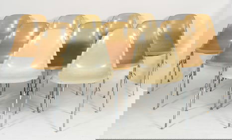 Set of 9 Herman Miller DSS Stacking Shell Chairs