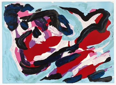 Karel Appel Floating in Blue Signed Lithograph 1979