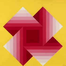 Herbert Bayer Two Warped Corners Screenprint Signed 1973