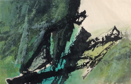 Fong Chung-Ray Abstract in Green Watercolor