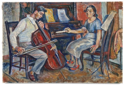 Enrico Glicenstein Portrait of his Children as Musicians 1935 Oil on Canvas