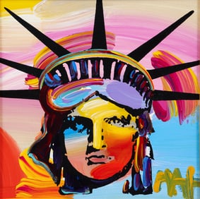 Peter Max Liberty Head Version 14 Original Acrylic Painting on Canvas
