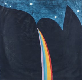 Carol Summers Rainbow Falls at Night Color Woodcut Signed 1974
