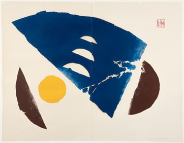 Chen Ting-Shih 1976 color woodcut Untitled (from Day and Night Series)