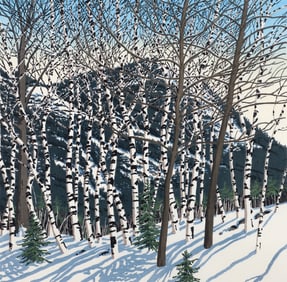 Neil Welliver Birches Color Woodcut Signed 1982/1983