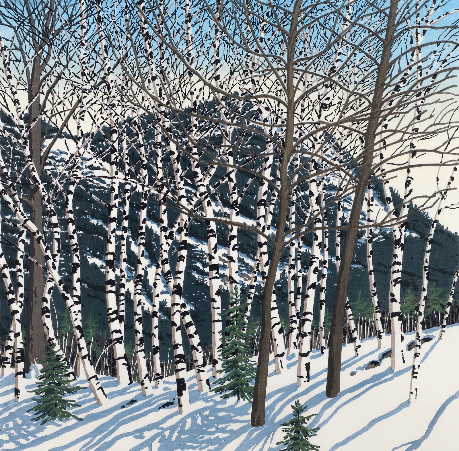 Neil Welliver Birches Color Woodcut Signed 1982/1983 (1 of 7)