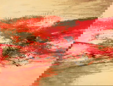 Zao Wou-Ki Composition Rouge Etching Signed 1969