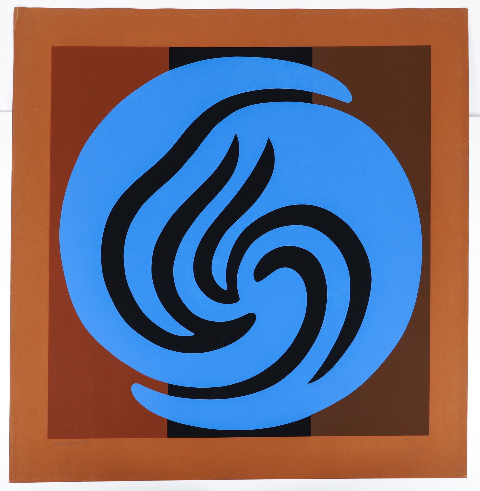 Jack Youngerman Large Blue and Brown Serigraph Signed 1978 (1 of 3)