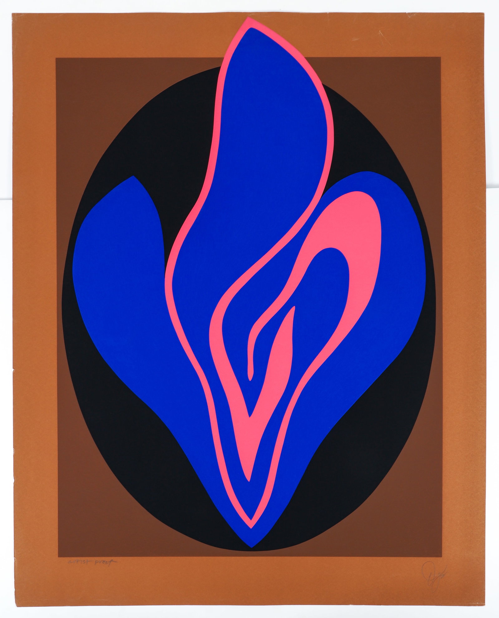 Jack Youngerman Large Blue Pink and Brown Serigraph Signed 1978 (1 of 3)