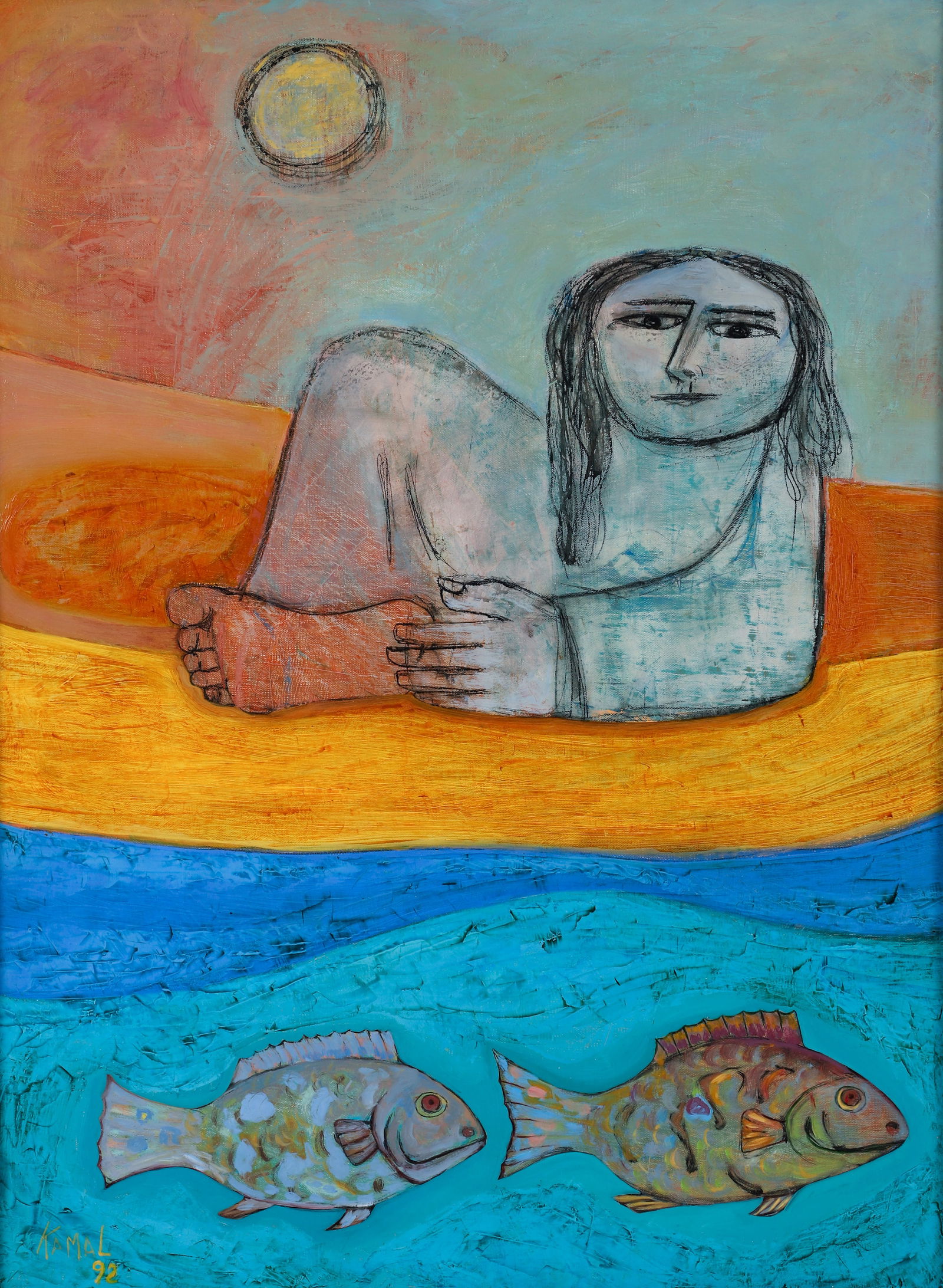 Kamal Youssef Girl by the Lake 1992 Oil on Canvas (1 of 3)