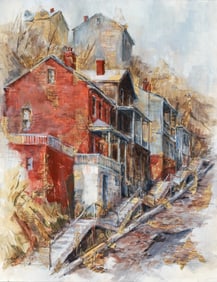 Cynthia Cooley Rialto St Mixed Media Signed 1976