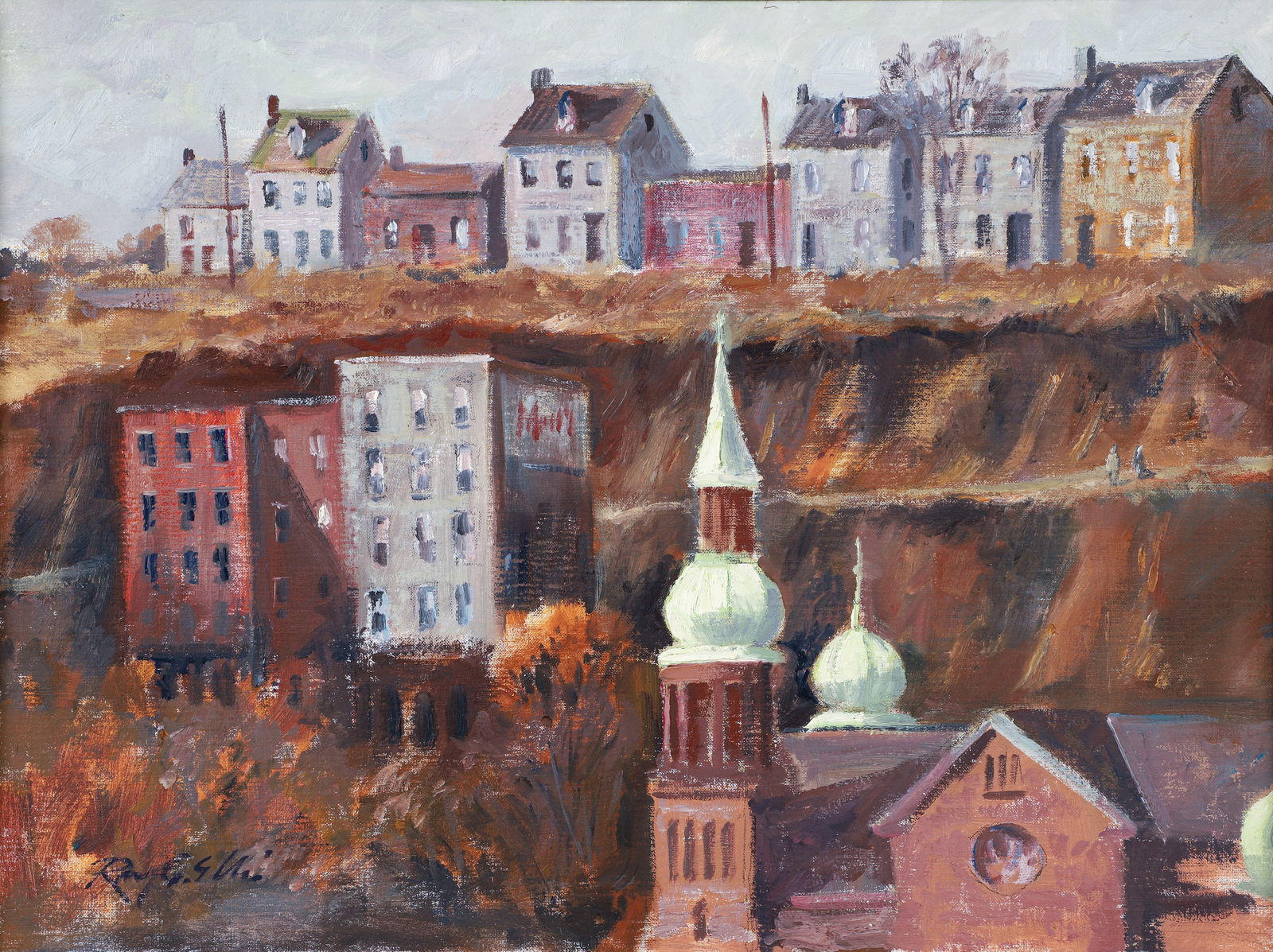 Ray Ellis Pittsburgh Church Oil on Canvas 1983 (1 of 3)