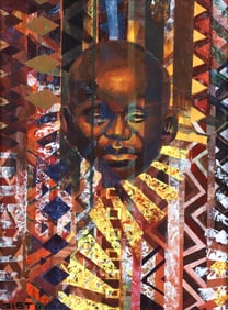 George Gist Portrait of a Black Boy Mixed Media on Board