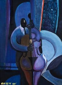 George Gist Stand up Bass Player Acrylic on Board 2001