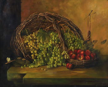 Still Life with Basket of Grapes in the style of A. F. King