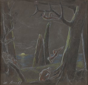 Malcolm Parcell Fantasy in Moonlight Oil Pastel Signed