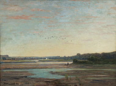 Joseph Woodwell 1910 Cape Ann At Dusk Oil on Canvas