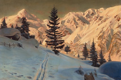 Alois Arnegger Hohe Tauern Alpine Sunset Oil on Canvas