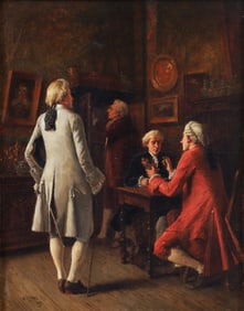 Benjamin Eugene Fichel Oil on Board Gentlemen 1867