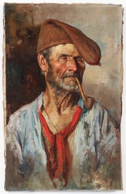 Giuseppe Giardiello The Old Fisherman Oil on Canvas