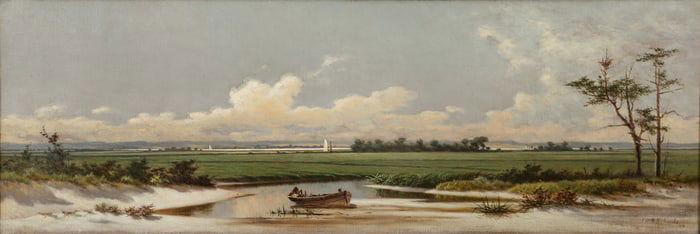 Frederick DeBourg Richards 1889 Landscape in Spring Oil on Canvas