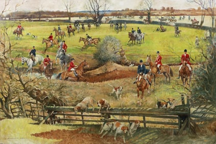 Kenneth Wynn Oil on Canvas Gone Away Sporting Scene