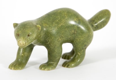 Henry Evaluardjuk Wolverine Carved Inuit Soapstone Sculpture