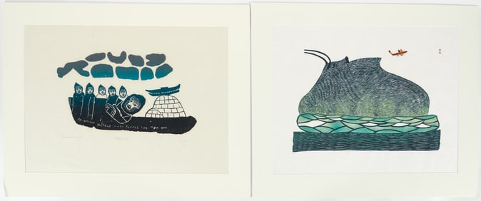 Pudlo Pudlat Interrupted Solitude 1985 Signed Stonecut Print