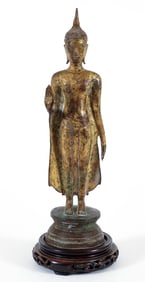 Thai Gilt Bronze Standing Buddha