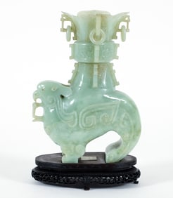 Chinese Celadon Jade Archaistic Vessel