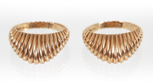 Pair of Tiffany and Co. 14k Gold Scallop Rings