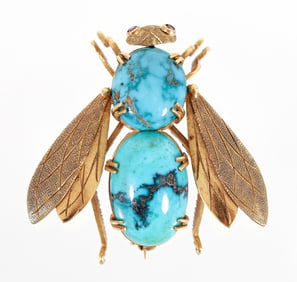 18k Turquoise Bumblebee Brooch
