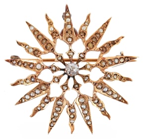 Victorian Diamond Sun Brooch