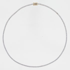 10k Two Tone Diamond Tennis Necklace
