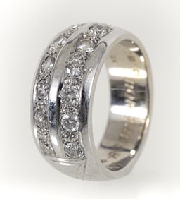 14k White Gold Diamond Mens Ring