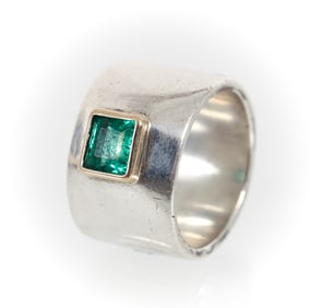 Barbara Klar Sterling 14K Emerald Ring