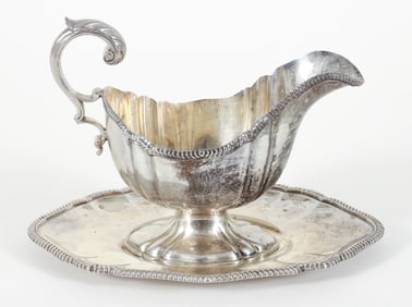 Elington & Co. English Sterling Silver Gravy Boat and Underplate