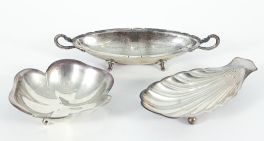Group of 3 Sterling Silver Footed Vide Poche/Catch-Alls